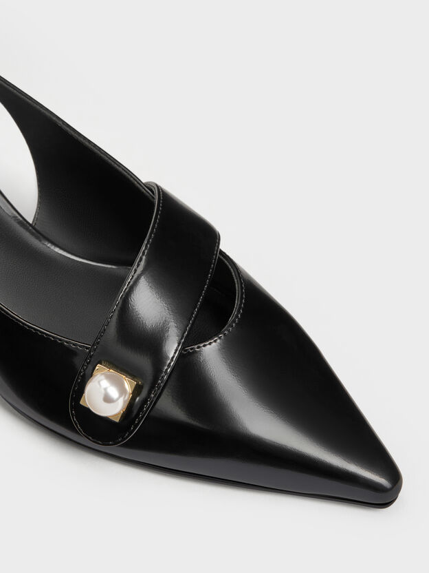 Marie Pearl Slingback Pumps, Black Box, hi-res