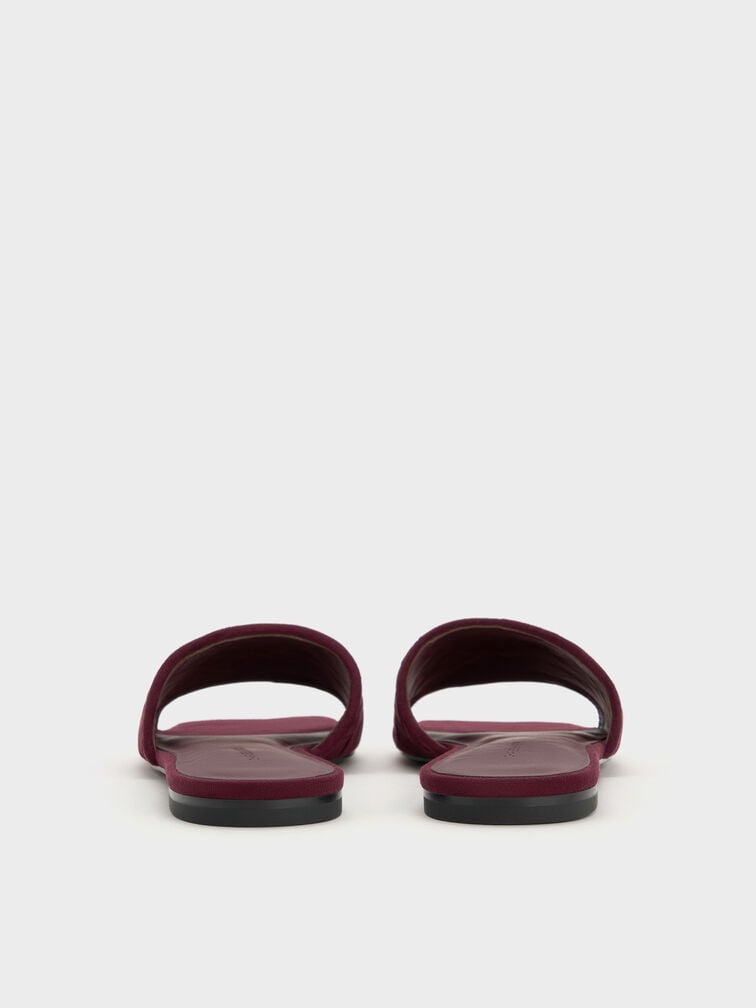 Ivette Faux Suede Woven Slide Sandals, Burgundy, hi-res