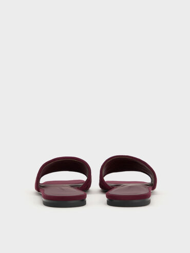 Ivette Faux Suede Woven Slide Sandals, Burgundy, hi-res