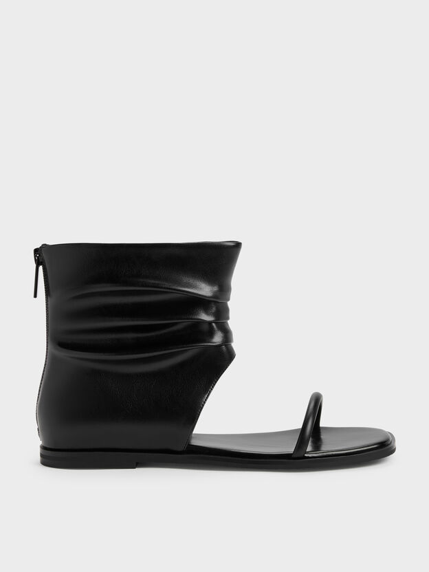 Joplin Ruched Boot Sandals, Black, hi-res