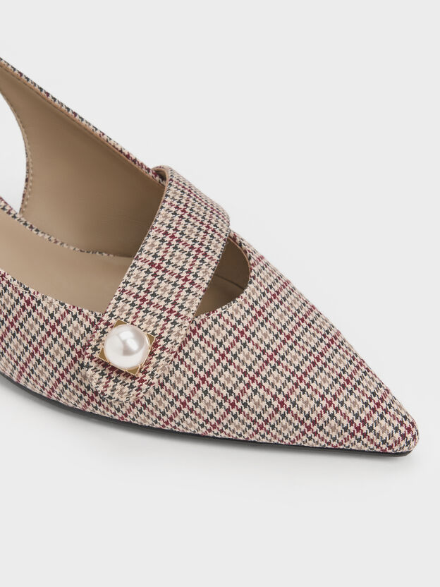 Marie Checkered Pearl Slingback Pumps, Multi, hi-res