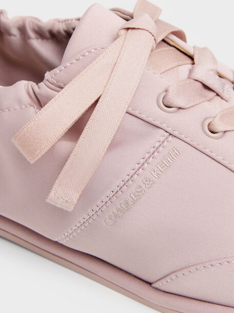 Satin Ruched Sneakers, Pink, hi-res