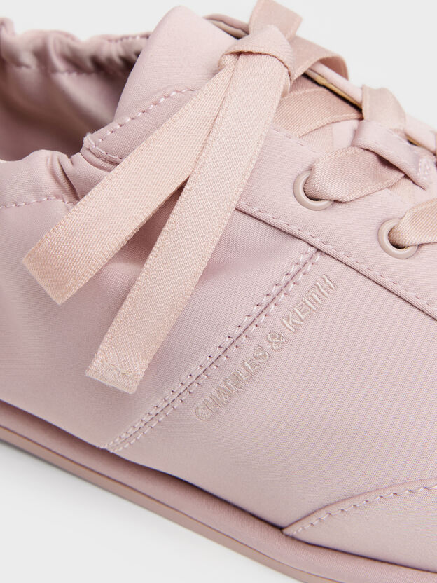 Satin Ruched Sneakers, Pink, hi-res