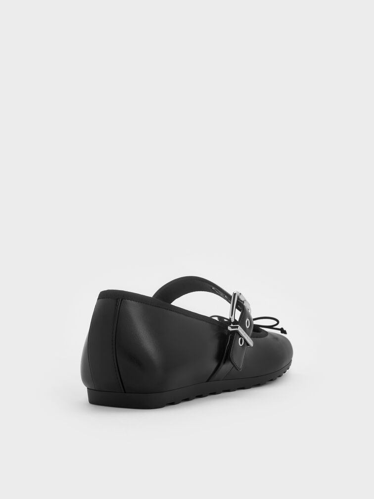 Myler Bow Square-Toe Buckled Mary Janes, Black, hi-res