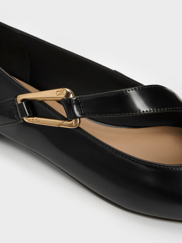 Daena Leather Asymmetric-Strap Mary Janes, Black Box, hi-res