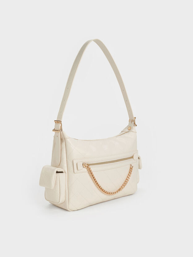 Duo Quilted Side-Pocket Shoulder Bag, Cream, hi-res