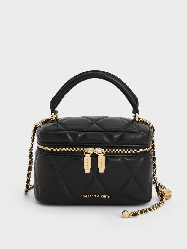 Arwen Quilted Top Handle Vanity Bag, Black, hi-res