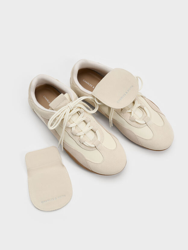 Nylon & Suede Top-Flap Sneakers, Chalk, hi-res