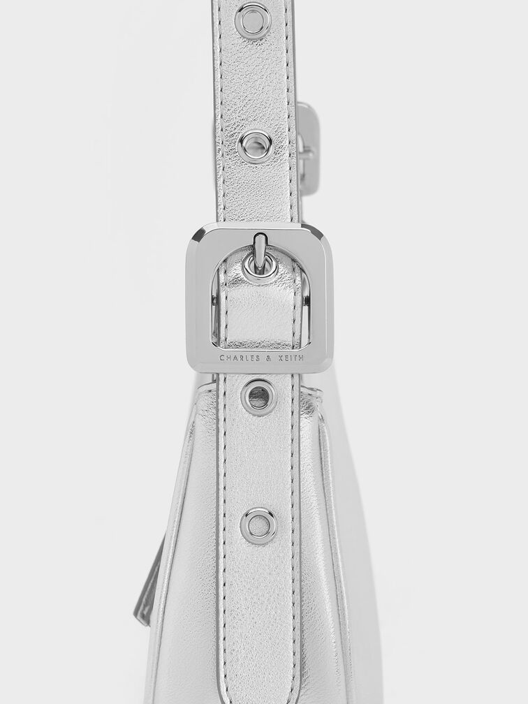 Petra Curved Shoulder Bag, Silver Petra Curved Shoulder Bag, Silver, hi-res