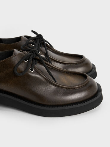 Lace-Up Chunky-Sole Derbys, Dark Brown, hi-res