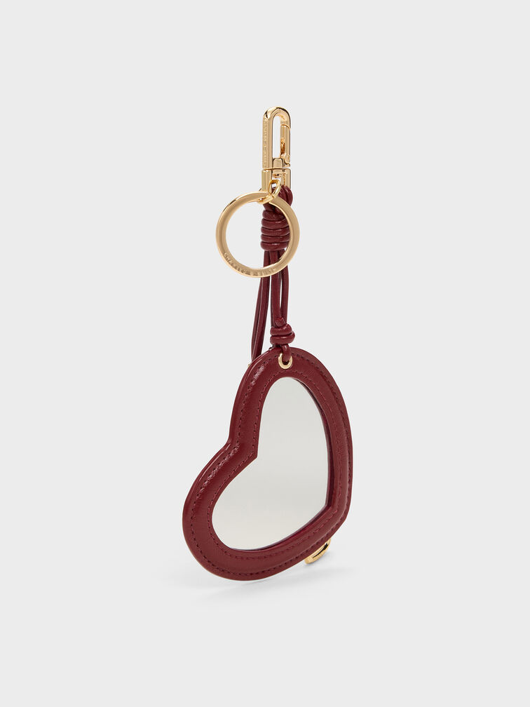Ciara Heart & Key Charm, Burgundy, hi-res