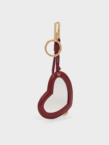 Ciara Heart & Key Charm, Burgundy, hi-res