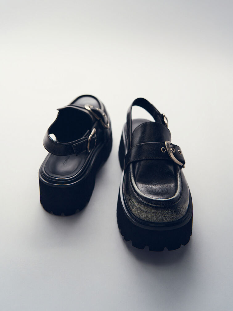 Eliot Platform Slingback Loafers, Grey, hi-res