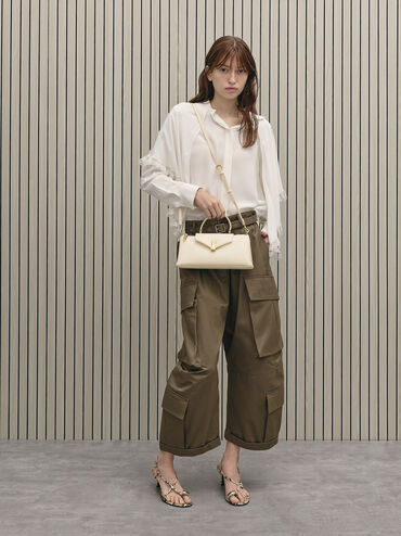 Lilibet Elongated Top Handle Bag, Cream, hi-res
