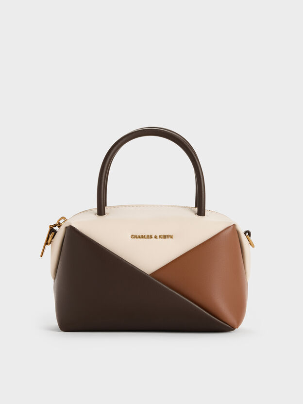Midori Geometric Bowling Bag, Multi Brown, hi-res