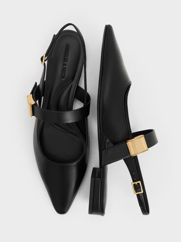 Yvette Pointed-Toe Mary Jane Flats, Black, hi-res