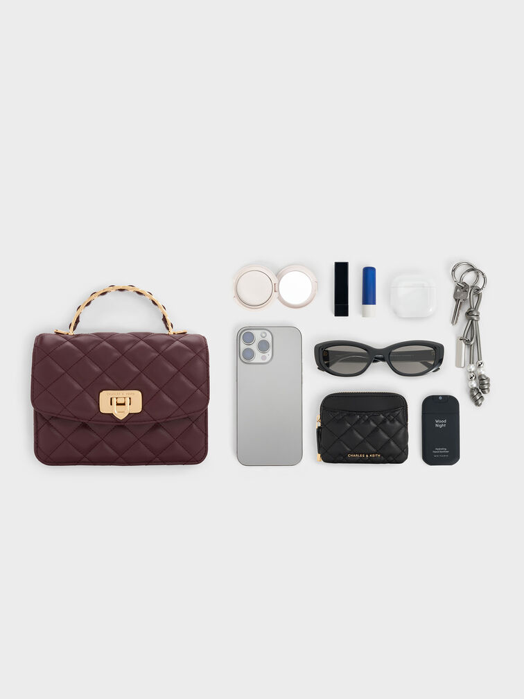 Cressida Quilted Top Handle Bag, Wineberry Red, hi-res