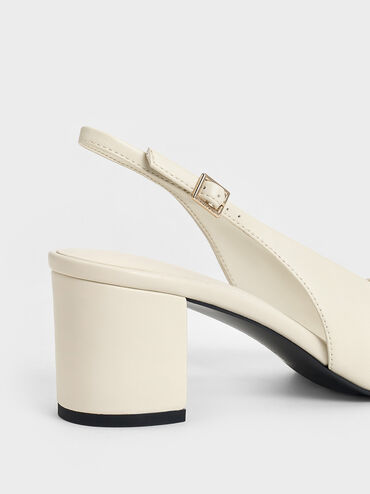 Square-Toe Slingback Pumps, Chalk, hi-res
