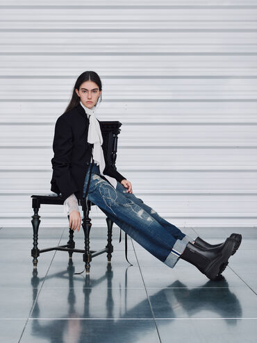 Darra Ridged-Sole Chelsea Boots, Black, hi-res