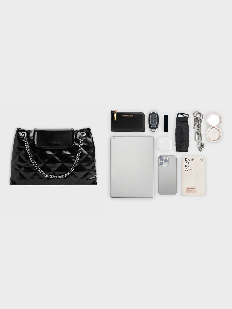 Large Apfra Quilted Shoulder Bag, Noir, hi-res