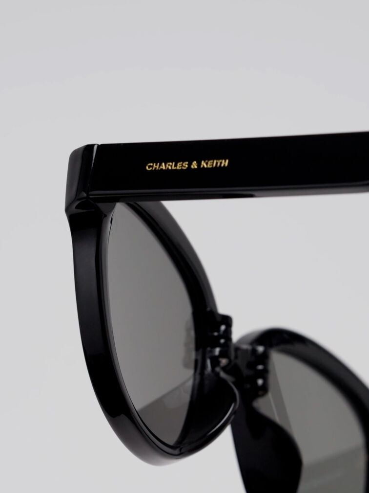 Brea Round Sunglasses, Black, hi-res