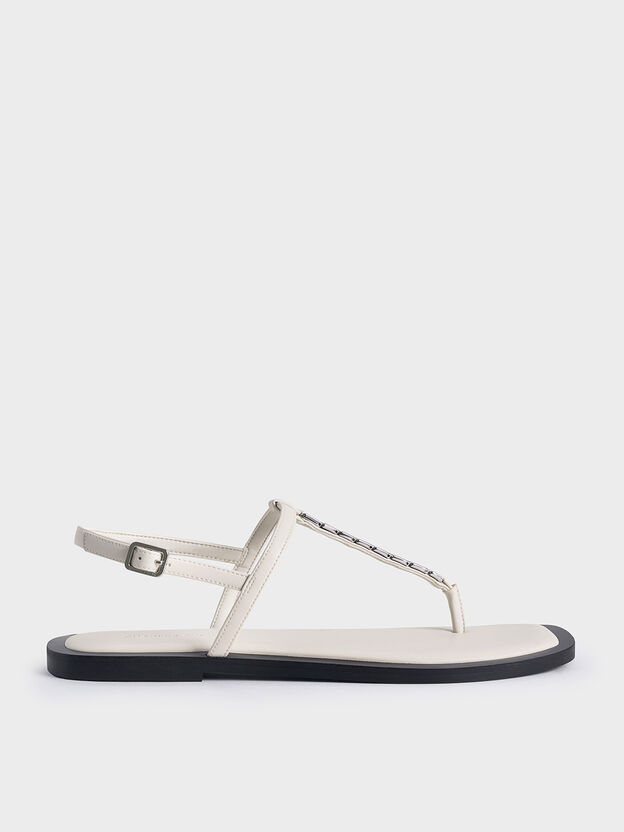 Chain-Link Thong Sandals, Chalk, hi-res