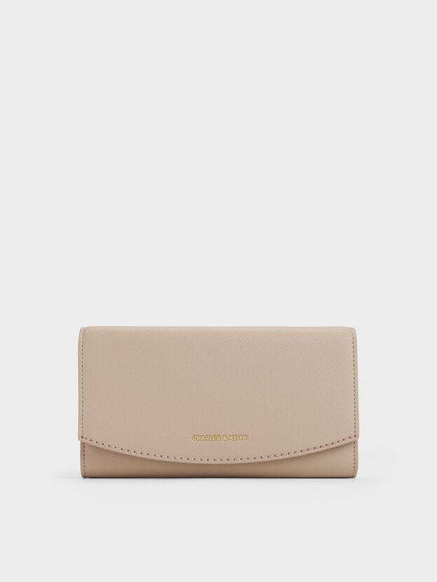 Briony Curved-Flap Long Wallet, Taupe, hi-res