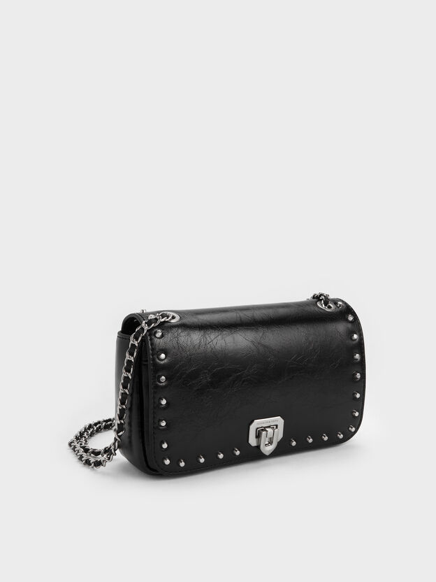Arwen Studded Shoulder Bag, Noir, hi-res
