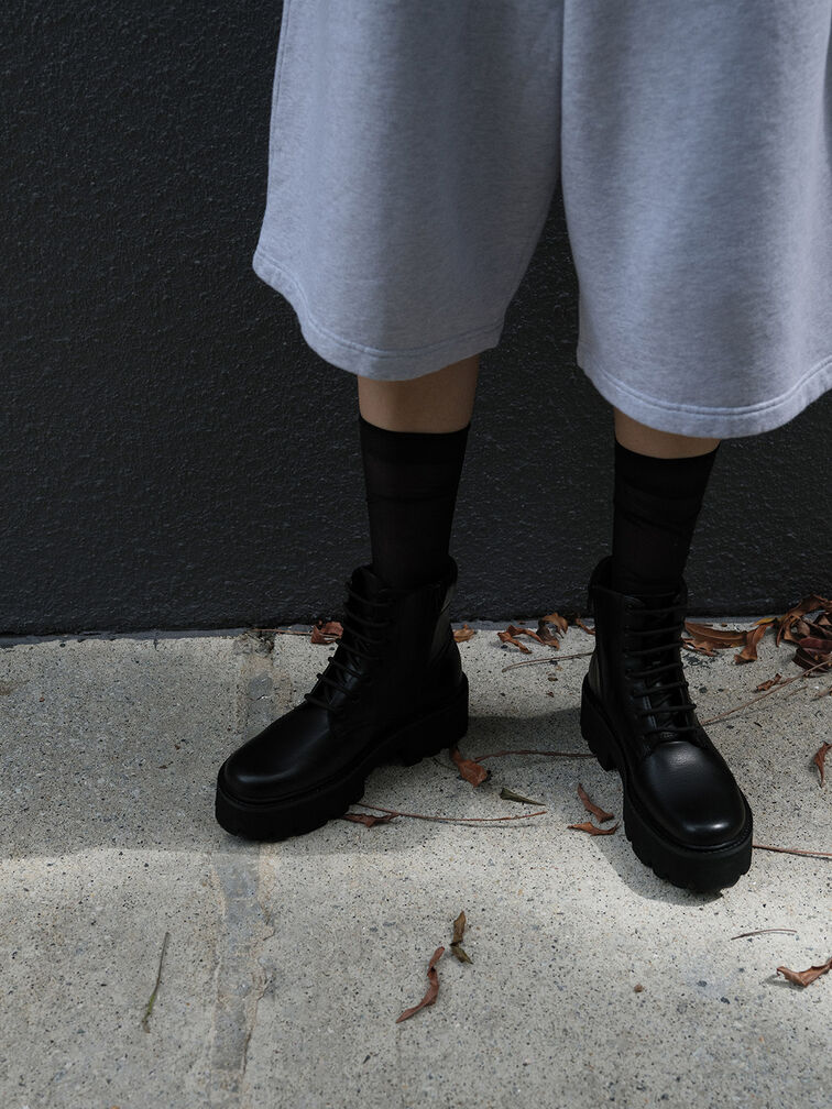 Ripley Ridged-Sole Ankle Boots, Black2, hi-res