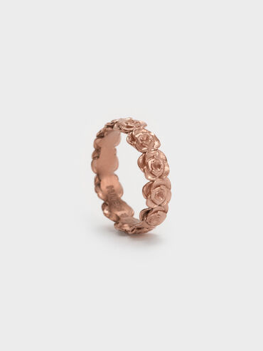 Rosalind Flower-Motif Ring, Brushed Rose Gold, hi-res
