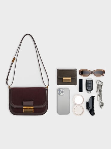 Charlot Recycled Suede Bag, Espresso Brown, hi-res