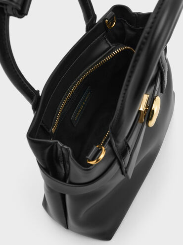 Mini Behn Belted Tote Bag, Black, hi-res