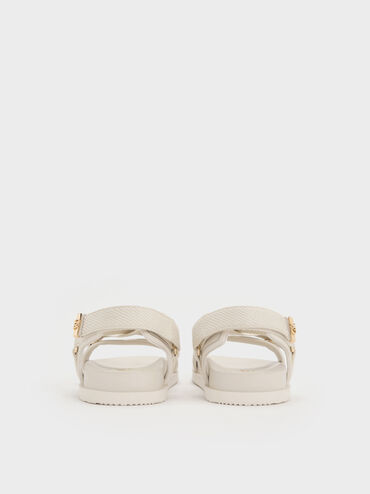 Granta Leather & Fabric Crossover Sports Sandals, White, hi-res