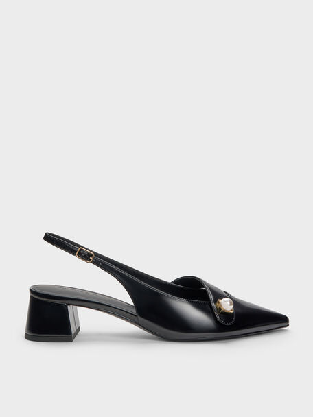Marie Pearl Slingback Pumps, Black Box, hi-res