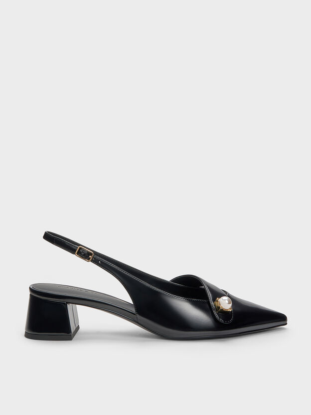 Marie Pearl Slingback Pumps, Black Box, hi-res