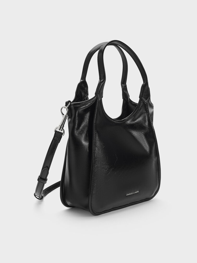 Mini Sianna Crinkle-Effect Slouchy Tote Bag, Noir, hi-res