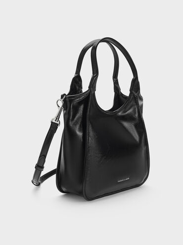 Mini Sianna Crinkle-Effect Slouchy Tote Bag, Noir, hi-res
