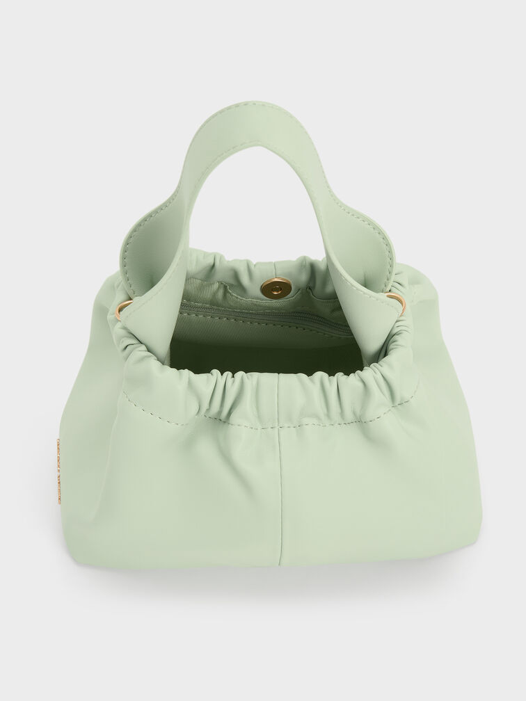 Ally Ruched Slouchy Chain-Handle Bag, Mint Green, hi-res