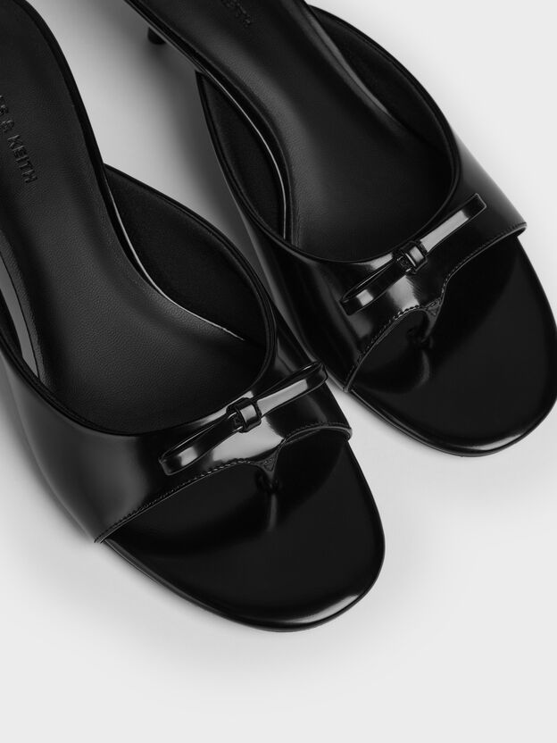 Sonali Bow Heeled Thong Sandals, Black Box, hi-res