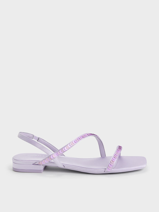 Briella Sequinned Strappy Sandals, Lilac, hi-res