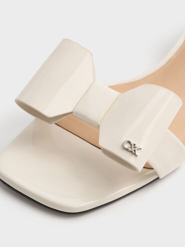 Lu Patent Leather Bow Heeled Sandals, Chalk, hi-res