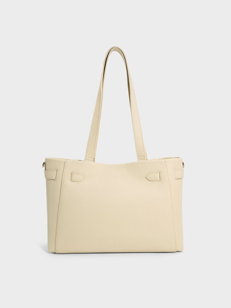 Dinora Belted Tote Bag, Chalk, hi-res