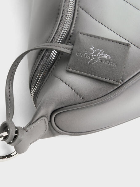 Philomena Half-Moon Crossbody Bag, Grey, hi-res