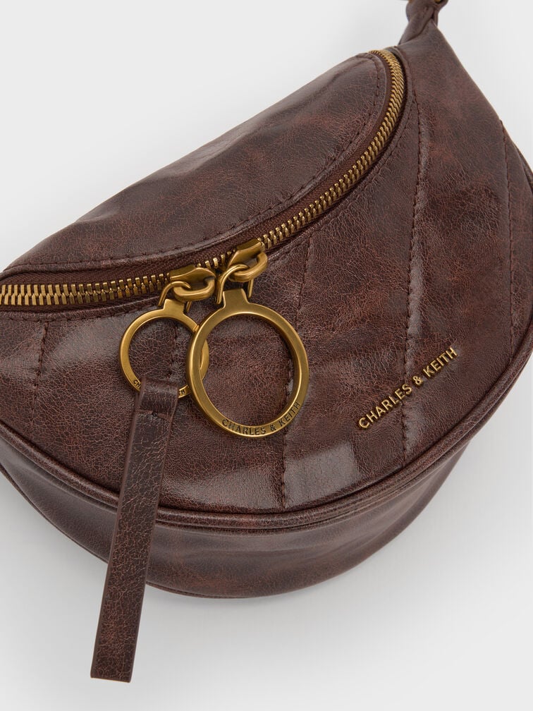 Philomena Half-Moon Crossbody Bag, Distressed Coffee, hi-res