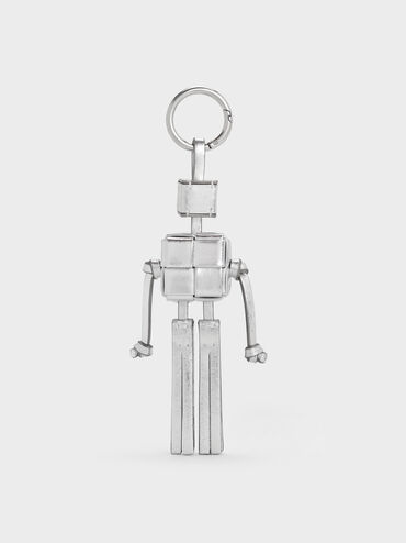 Ivette Woven Robot Bag Charm, Silver, hi-res
