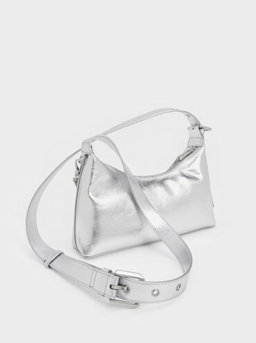Atwood Chain-Embellished Shoulder Bag, Silver, hi-res