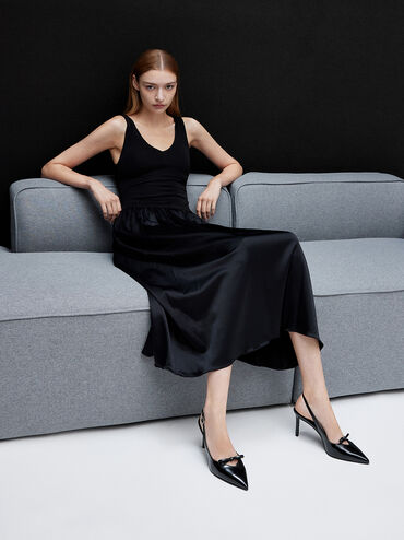 Bow Slingback Pumps, Black Box, hi-res