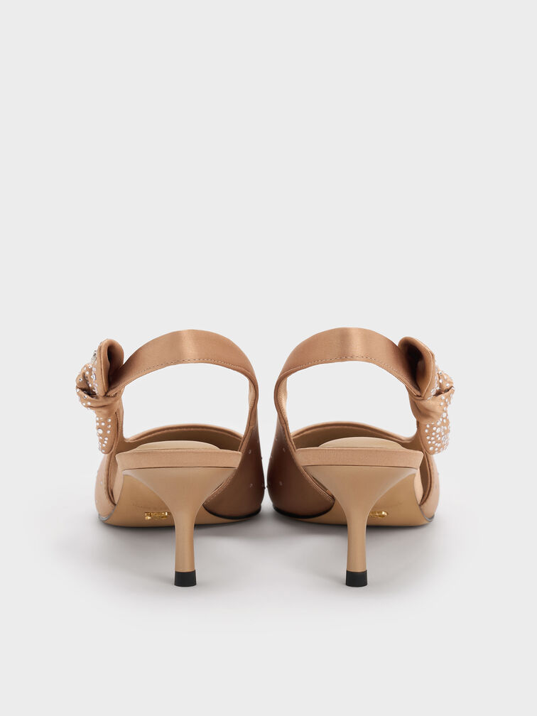 Jayce Crystal Slingback Kitten Heels, Nude, hi-res