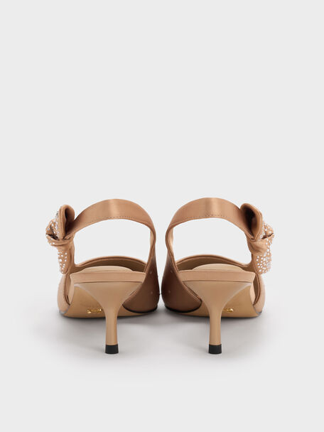 Jayce Crystal Slingback Kitten Heels, Nude, hi-res