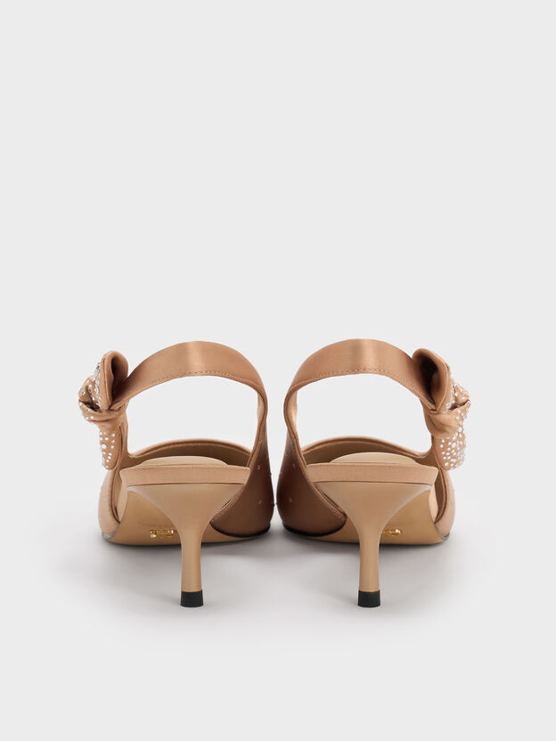 Jayce Crystal Slingback Kitten Heels, Nude, hi-res